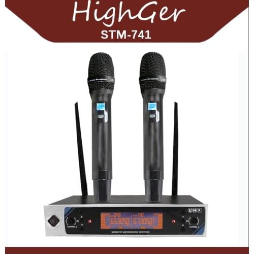 HighGer Le prestazioni del sistema audio professionale palco karaoke Microfono Wireless UHF True Diversity 2Handheld Microfono