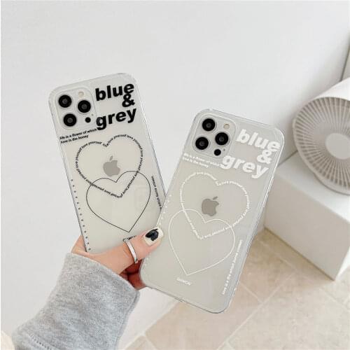 English Letter Transparent Phone Case For Iphone 11 12 Pro Max 6 7 8 X XS Max XR SE2 Fashion Soft Shockproof Full Case Cover