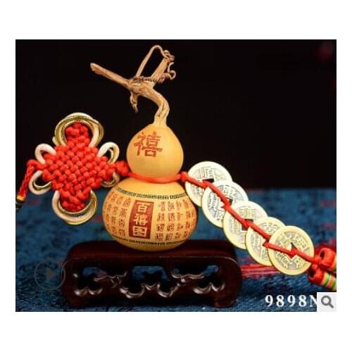 Size: 5-6cm, no wooden seat Natural gourd Copper coin ornament faucet Lettering gourd Kaiguang pendant Fujia handicraft factory