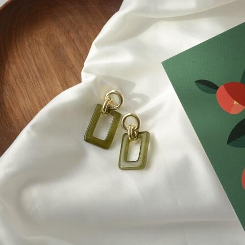 Premium S925 Silver Needle Green Acrylic Geometric Earrings Wedding Bridal Pendant Ladies Banquet Party Jewelry Accessories