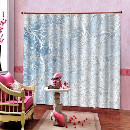 Custom Curtains 3d embossed European pattern plaster line carved Window Drapes For Living room Bedroom Home Decor Sets