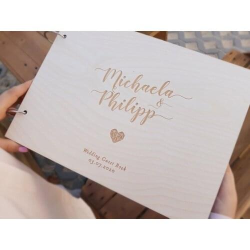 Modern Wedding Guest Book, Personalized Calligraphy Alternative Modern Guest Book, Custom Names and Date Wedding Journal A5/A4