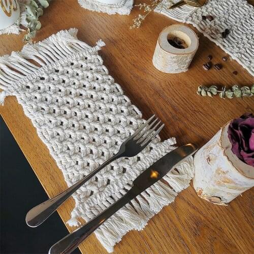 Handmade Macrame Placemat Coaster For Dining Table Kitchen Home Decoration Accessories Coffee Tea Insulation Dinner Pads Decor