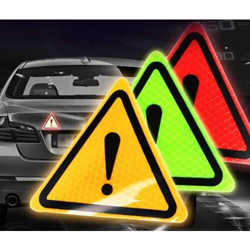 Car Reflective Triangle Warning Sticker Rear Tail Bodywork Safety Sticker Automotie Motorcycle Decoration Decal Accessories