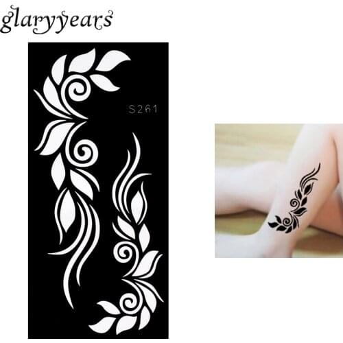 1 Piece Henna Tattoo Stencil for Beauty Women Body Leg Arm Art Hollow Leaf Sticker Design Henna Tattoo Stencil 9.5 * 18.5cm S261