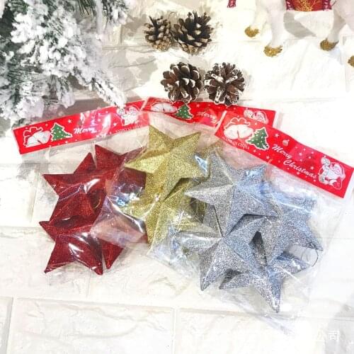 Christmas Tree Decor Gold Powder Five-pointed Star Christmas Decoration Supplies Hanging Ornaments Stars Craft