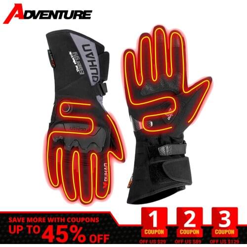 DUHAN Heated Gloves Waterproof Guantes Moto Warm Winter Motorcycle Heated Gloves Rechargeable Full Finger Gloves Touch Screen