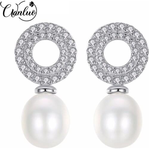 WANLUO Brand Jewelry S925 Silver White Color Vintage Pearl Stud Round Earrings for Women Wedding Pearl Jewelry Gift Dropshopping