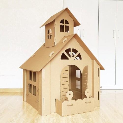 [Funny] Kids Tent DIY Paper castle tent Paper palace Children Indoor Outdoor game tent Room House baby gift 104.5*95*136.5cm