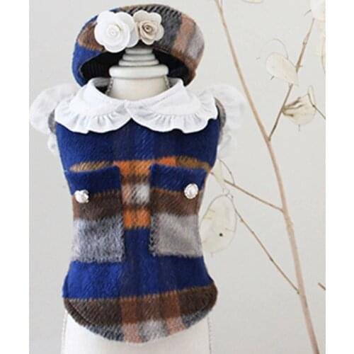 Pet Dog Winter Clothes For Small Dogs Warm Hooded Jacket Wool Fabric Hat Adorn Flower Cute Pocket Stud Pearl Coat Chihuahua Pug