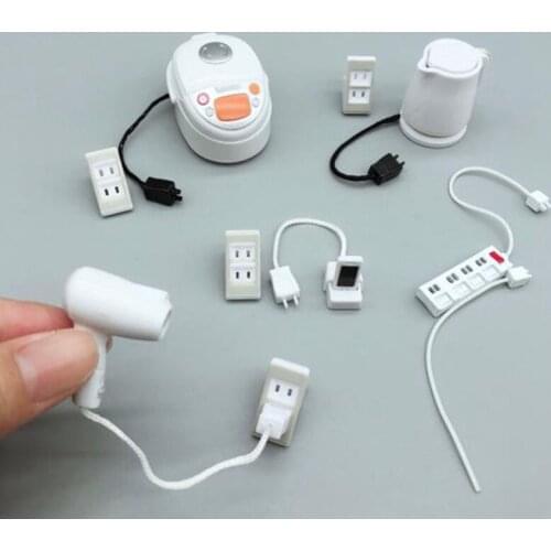 1Set 1:12 Dollhouse Miniature Socket Charging Cable for Mini Electric Appliances For Dollhouse Decals