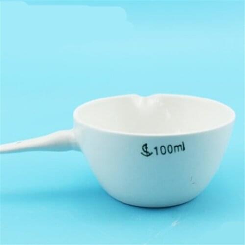 1PCS 100ml Ceramic Evaporating dish flat bottom with handle For Laboratory