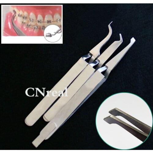 3 Pieces/Set Dental Buccal Tube Tweezer, Bracket Placing Tweezer, Bracket Tweezer for Posterior Teeth