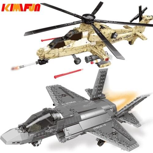 600pcs F35 Fighter Assemble Airplane Model Bricks Toys Building Block Tool Sets Combat Aircraft Compatible with Blocks