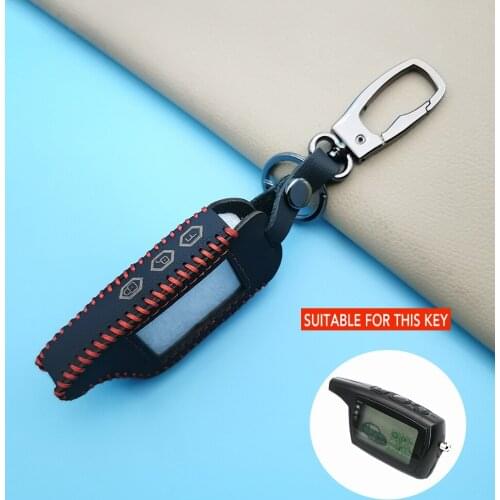 Genuine Leather Key Fob Cover Cases For Pandora Dxl3000 Russia Two Way Car Alarm System Lcd Transmitter Car Style