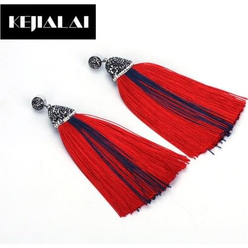 Dankaishi Tassel Earrings Boho Bohemian Accessories Jewelry Women Dangling Drop Earring Rhinestone Stud Luxury Trendy Best Gift