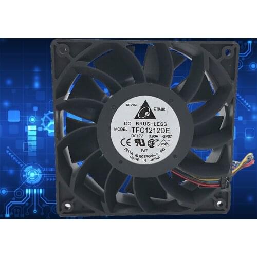 Delta TFC1212DE 120x120x38mm 12cm DC 12V 3.9A 4800RPM 190CFM For Bitcoin Miner Powerful Server Case Violent cooling Fan