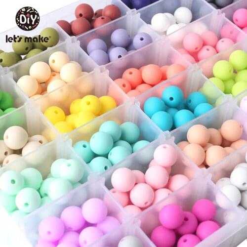 Lets Make Baby Silicone Beads 15mm 40pc Baby DIY Beads BPA Free Silicone Teether Beads Baby Chewable Beads Nursing Accessory