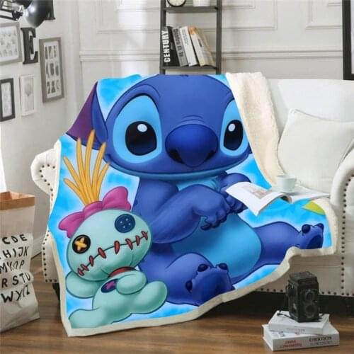 Disney Lilo& Stitch Cute Baby Plush Blanket Throw Sofa Bed Cover Single Twin Bedding for Kids Boys Girls Children Lovely Gifts