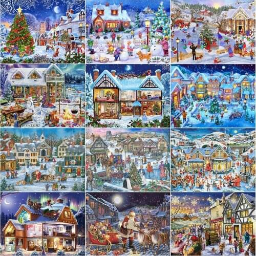 Evershine Diamond Painting Landscape 5D DIY Diamond Mosaic House Beaded Embroidery Rhinestones Needlework Christmas Handicraft