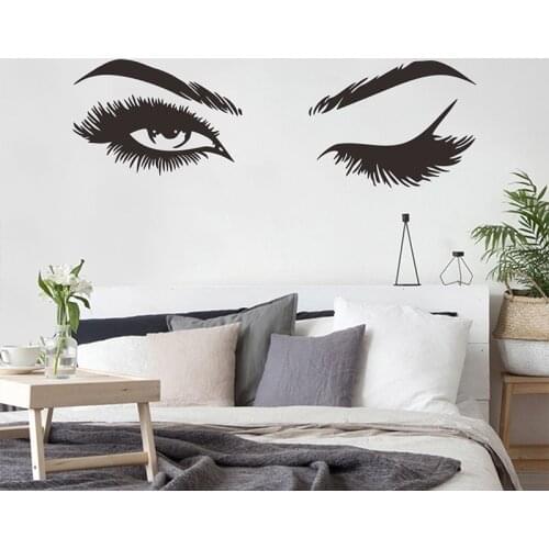 European Lash & Brows Eyes Quote Wall Stickers Fashion Eyelashes Wall Decals For Girls Bedroom Eyebrows Store Beauty Salon Decor
