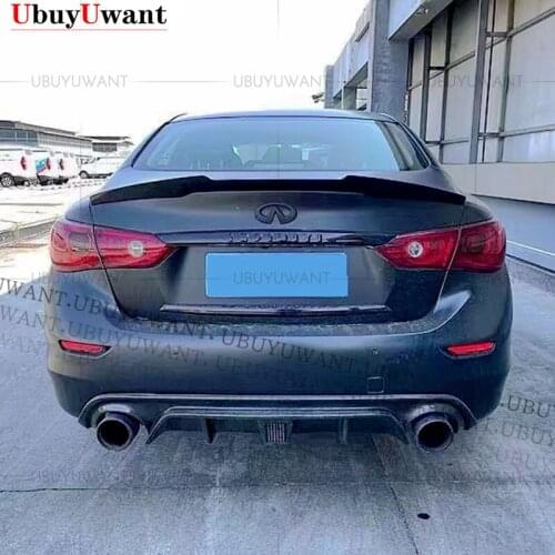 Glossy Black / Carbon Fiber Color ABS Car Rear Trunk Spoiler Wing Lip For Infiniti Q50 2014 2015 2016 2017 2018 2019 2020