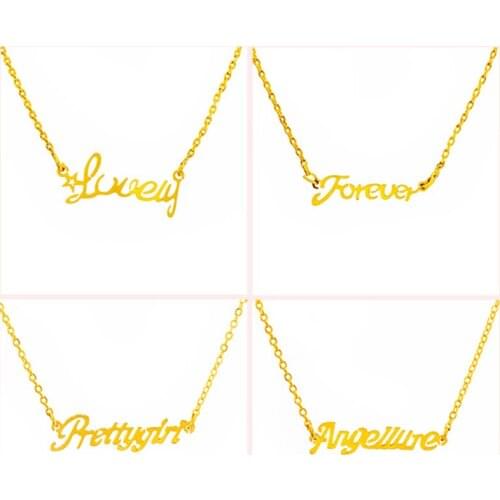 Hot sale Womens Korean-Style Simple English Gold-Plated Necklace Short Lettered Clavicle Chain for Women Jewelry Friend Gift