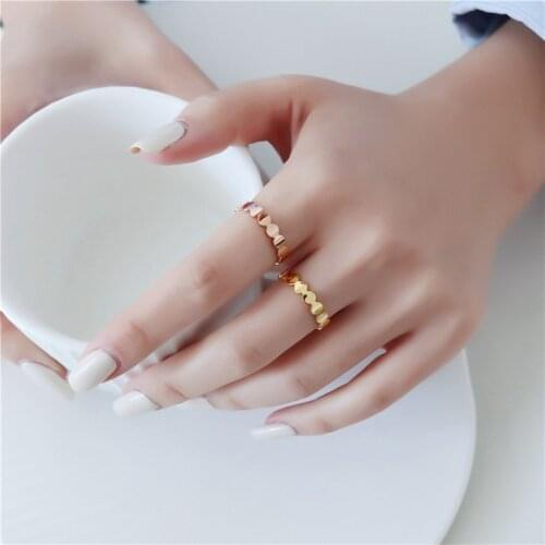 YUN RUO New Arrivals Small Round Face Titanium Steel Rose Gold Ring Girls Jewelry Trendy Fashion Personality Index Finger Ring