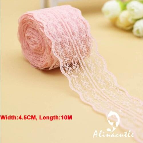 Lace ribbon rolls pack strap sew tape 10 meter per lot width 4.5CM Vintage Rustic Wedding Decoration Ornament Party cloth fabirc
