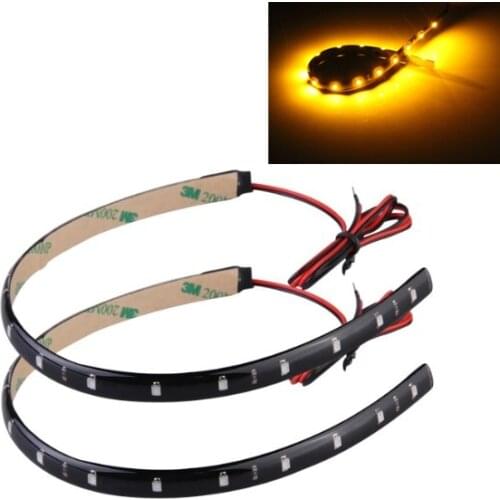 KSOL 2 30cm 15 LED Flexible Car Auto Strip Neon Light Lamp Orange