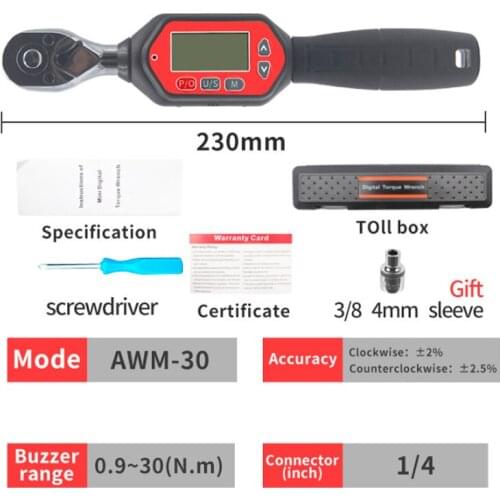 Mini Digital Torque Wrench 0.9-30N.MAdjustable Professional Bidirectional ratchetTorque Wrench Digital Hand Tools