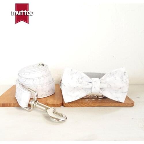 MUTTCO New style dog collar and leash set with bow tie handmade dog necklace durable leash for pet accessory gift 5 sizes UDC085