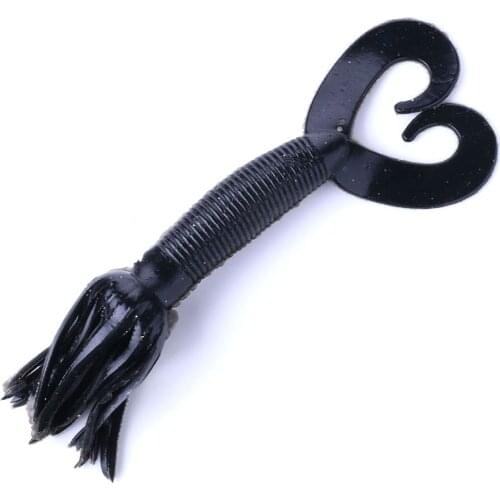 5Pcs/pack Double Twin Tail Black Worm Soft Fishing Lure 11cm 7g Shad Worm Silicone Bait Fly Fishing Swimbaits Pesca