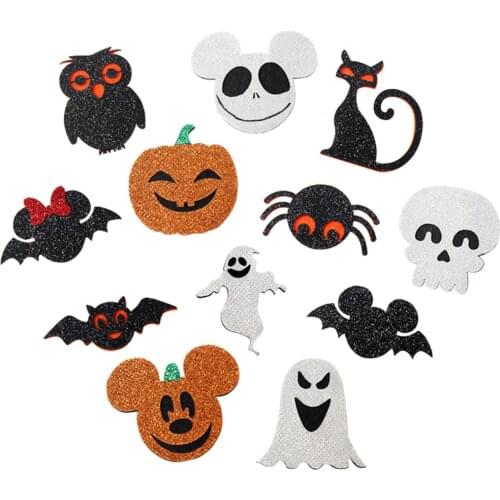 Halloween Theme Cartoon Cat Non-Woven Patches DIY Sew For Bows Kids Clothes Head Accessories Phone Case Decor Stickers