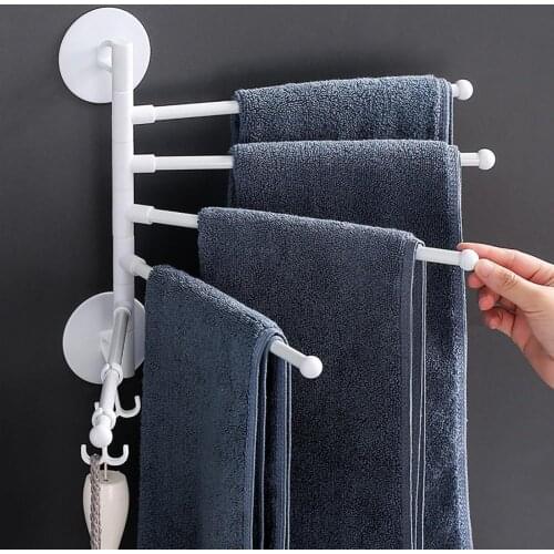 Wall Mount Punch Free Adhesive Bathroom Towel Holder Hanger Shelf Rack Organizer