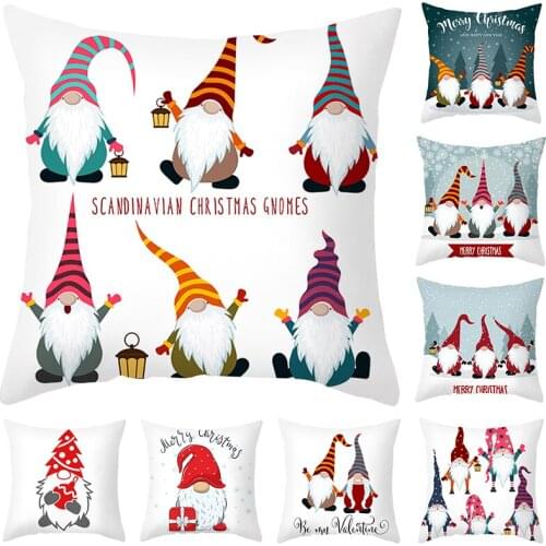 45*45cm Faceless Santa Christmas Cushion Cover Sofa Pillow Covers Xmas Decorative New Year2022 Decor Christmas Wreath Pillowcase