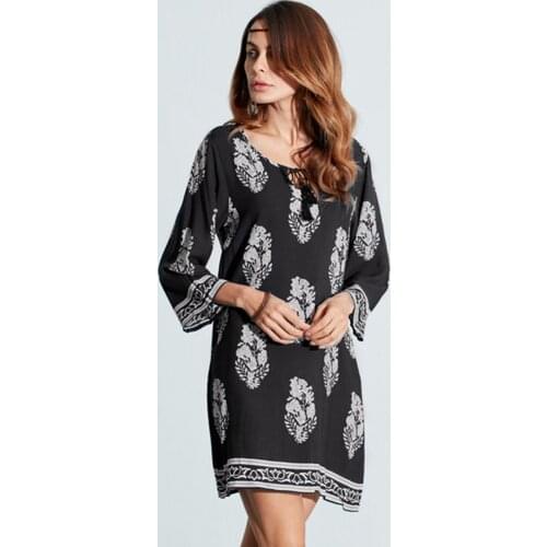 New Women Summer Dress Floral Print Dress Tunic Sundress Party Dress Vestidos
