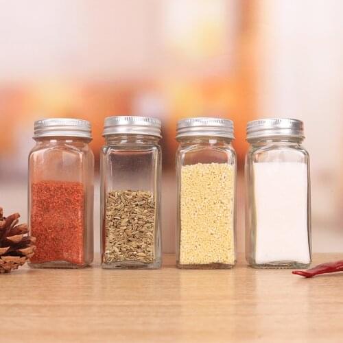 Seasoning Jar Square Glass Container Seasoning Bottle Kitchen and Outdoor Camping Seasoning Container Spices Storage Box