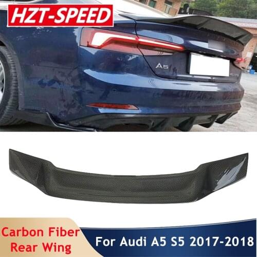 R Style A5 S5 Rear Trunk Wing Spoiler Carbon Fiber Punch-free For Audi A5 S5 4 Doors 2017-2018 Modification