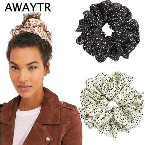 AWAYTROversized Scrunchies Hair Ties Elastic Hair Bands Floral Ponytail Holder Spot Leopard Big Scrunchie Women Hair Accessories