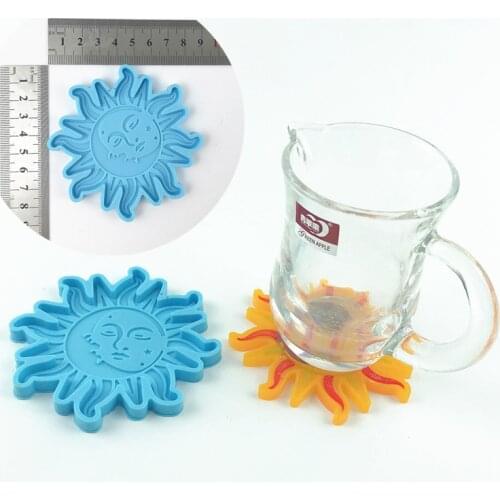 Silicone Sun Moon Coaster Silicone Epoxy Resin Molds Glossy Silicone Mold for Agate Resin Coasters Cup Mats