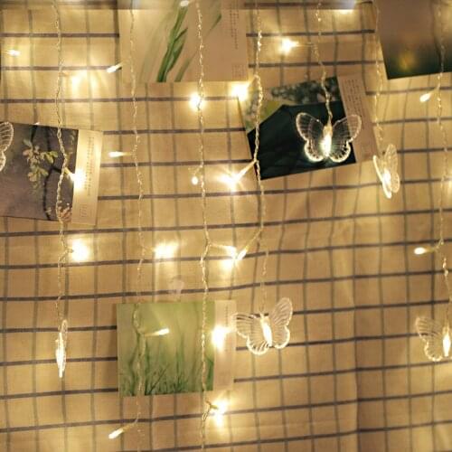1.5/2.5/3M Butterfly LED Strip USB Curtain Icicle Lights Fairy Garland Holiday Lighting New Year Wedding Party Xmas Decoration