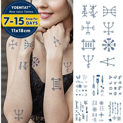 Juice Lasting Waterproof Temporary Tattoo Stickers Constellation Totem Letter Flower Line Flash Tattoos Body Art Fake Tatto Kids