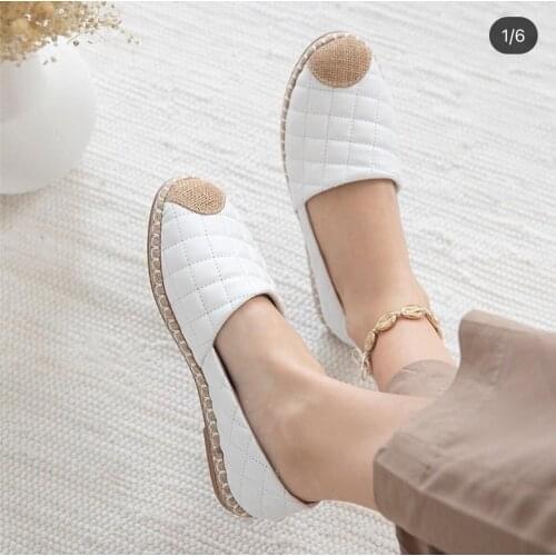 Comfortable Loafers Women Spring Flat Shoes Beef Tendon Bottom Slip on Shallow Fisherman Shoes Hemp Leisure Loafers Flats