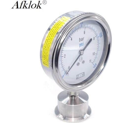 YTP Sanitary Diaphragm Small Gas Pressure Test Gauge 63mm 98mm All Stainless Steel High Precision