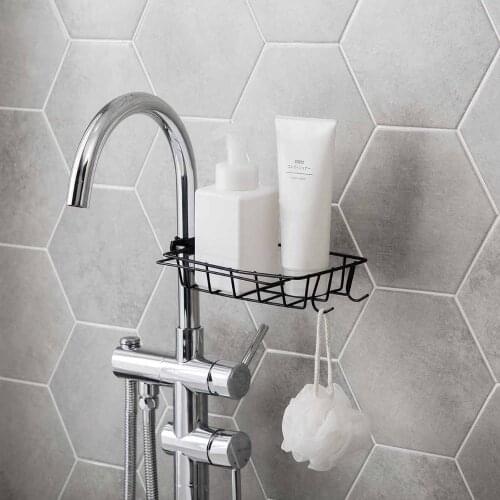 Iron Sink Hanging Storage Rack Holder Faucet Clip Bathroom Kitchen Dishcloth Clip Shelf Drain Dry Towel Organizer