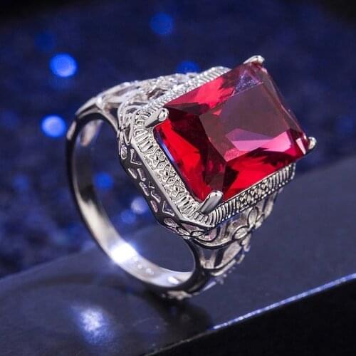 Classic Ruby Ring 925 Sterling Silver Red Gemstone Wedding Engagement Rings For Women Female Party Fine Jewelry Gifts Wholesale