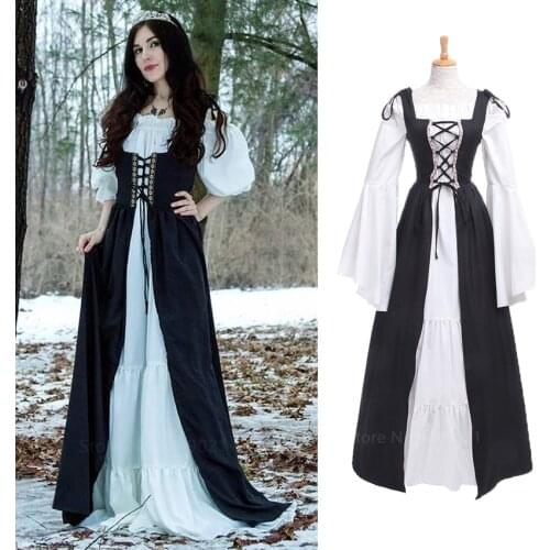 Medieval Retro Cosplay Dress Halloween Costumes for Women Palace Carnival Party Disguise Princess Female Vestido Robe Plus Size