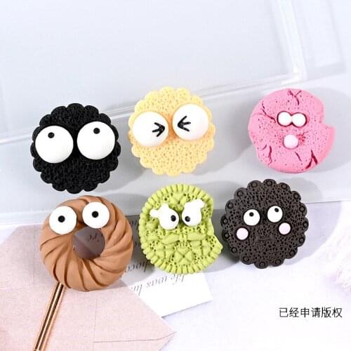 10Pcs Cute Resin Simulation Big Eyes Biscuit Flat back Cabochon Scrapbooking Craft DIY Embellishments Accessories Mini Cookies