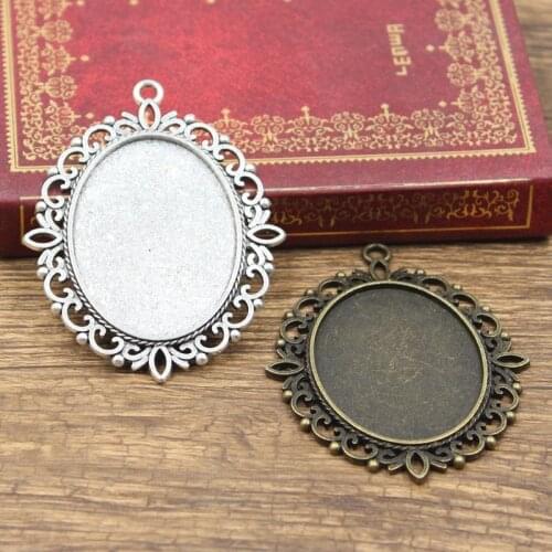2pcs Cabochon Base Fit Setting Fashion 40x30mm Inner Size Antique Bronze Silver Color Oval Style DIY Jewelry Making Findings